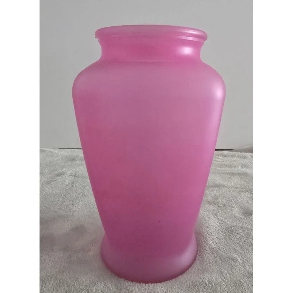 Vintage Vase Pink Fuchsia Frosted Glass 9x5